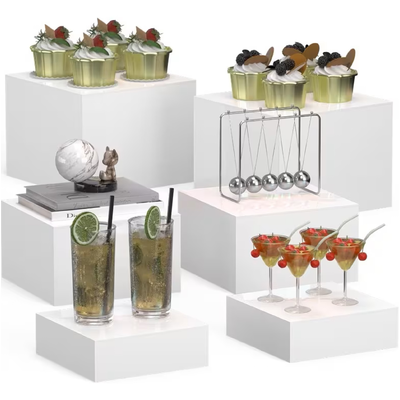 thumb_White Square Table Centerpiece Risers – 6 Piece Display Set