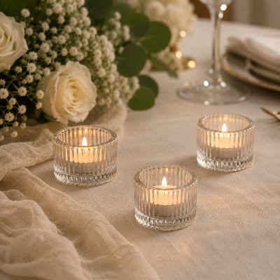 thumb_Clear Mini Ribbed Glass Tealight Candle Holder