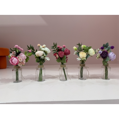 thumb_34cm Artificial Mixed Rose Flower Vase Bouquet – White/Pink