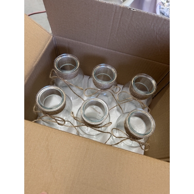 thumb_Set of 6 Clear 16cm Glass Bud Vases with Rustic Jute Ribbon