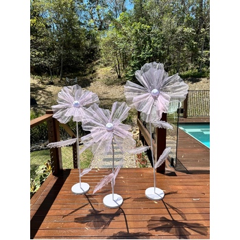thumb_Set of 3 Pink Giant Organza Flower Stands - 1.7m, 1.4m, 1.2m