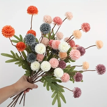 thumb_52cm - Burnt Orange Mini Artificial Chrysanthemum Pom Stem