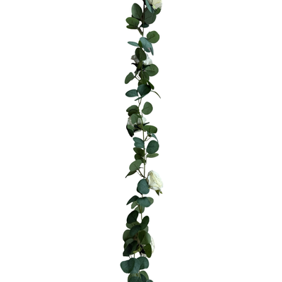 thumb_1.6m Ivory Deluxe Rose & Silver Dollar Eucalyptus Garland