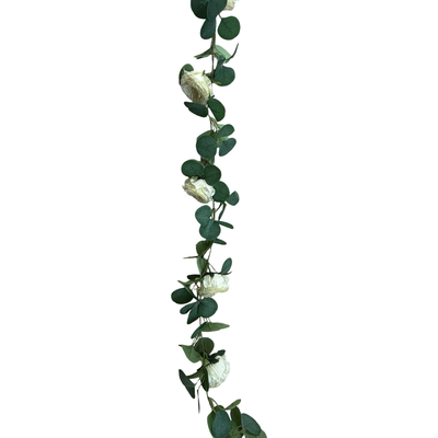 thumb_1.6m White Deluxe Rose & Silver Dollar Eucalyptus Garland