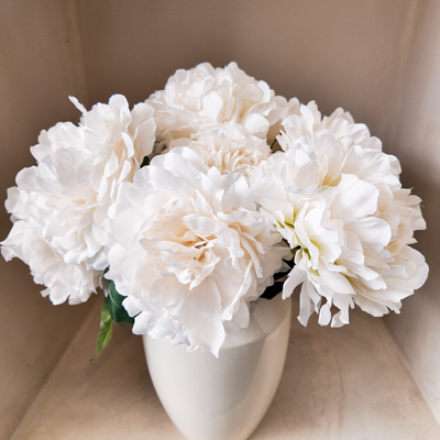thumb_9 Head Large White/Cream Peony Bush – Artificial Peony Flowers 45cm