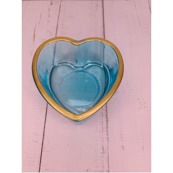 thumb_7cm Heart Shaped Tea Light Holder - Blue/Gold