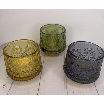 thumb_8cm - Patterened Green Gold Based Tea Light/Votive Candle Holder