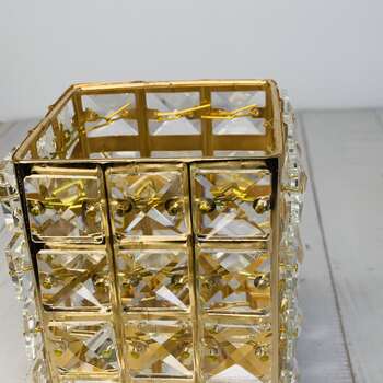 thumb_12cm - Gold Square Crystal Candle Holder/Centerpiece