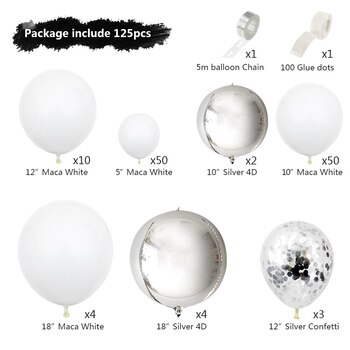 thumb_White & Silver Theme 125pcs Balloon Garland Decorating Kit