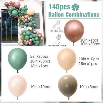 thumb_Champ/Apricot/Rose Gold/Euclayptus Theme 140pcs Balloon Garland Decorating Kit