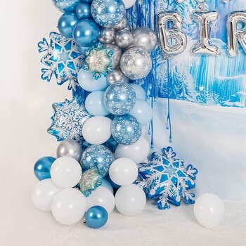 thumb_White Blue Snowflake Themed Balloon Garland Decorating Kit )(Frozen Theme)