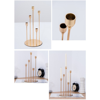 thumb_5 arm  Candlestick Candelabra Stand - Gold