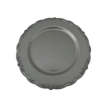 thumb_6pcs - 25cm Silver/Grey Scalloped Edge Plastic Plates