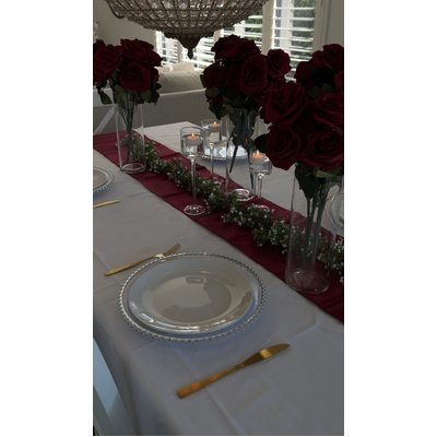 thumb_33cm Clear Plastic Silver Beaded Charger Plate