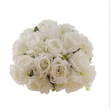 thumb_White Rose Bridal Bouquet - Burlap Wrapped Handle