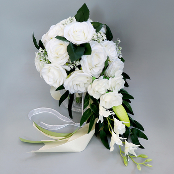 thumb_Bridal Teardrop Bouquet - White Roses