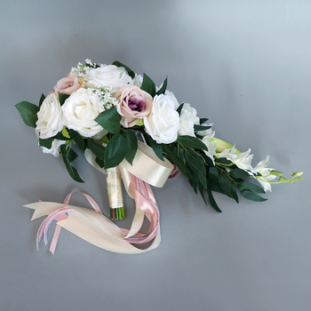 thumb_Bridal Teardrop Bouquet - White Mauve Roses