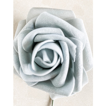 thumb_25pk - Silver Glitter Foam Roses - 7.6cm on stem/pick
