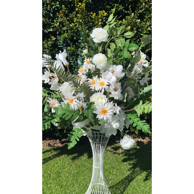 thumb_70cm -  Rose & Fern Flower Arrangement - White/Cream