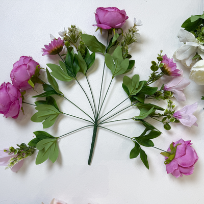 thumb_50cm - Pink 11 Head Peony and Mixed Flower Bush Artifical