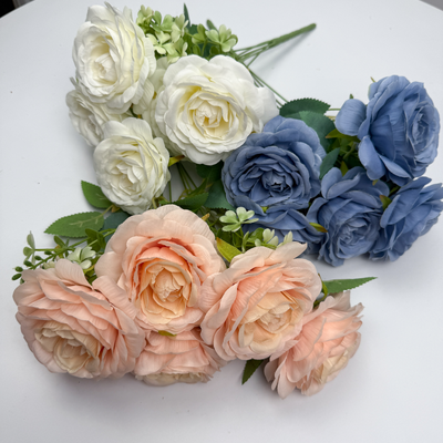 thumb_43cm - White/Cream 7 Head Artificial Rose Bush