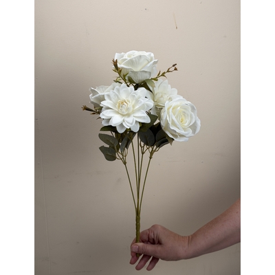 thumb_Artificial White Rose & Dahlia Bush 45cm