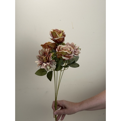 thumb_Artificial Autumn Tones Rose & Dahlia Bush 45cm