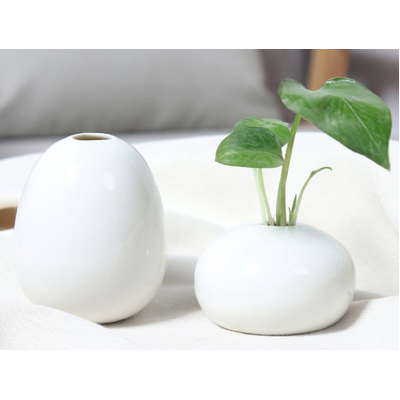 thumb_Mini Round Ceramic Bud Vase - White - 6.5cm