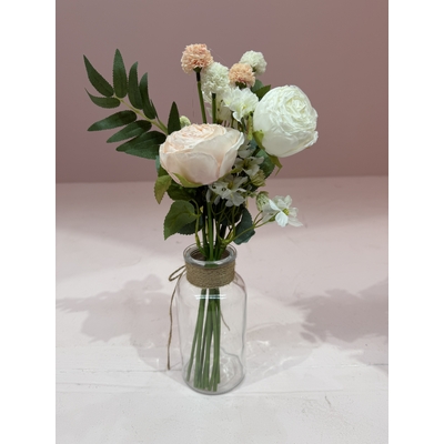 thumb_34cm Artificial Mixed Rose Flower Vase Bouquet – White/Pink