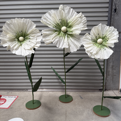 thumb_Set of 3 White Giant Poppies on Stands