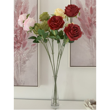 thumb_65cm - 3 Head Rose Flower Stem - Burgundy