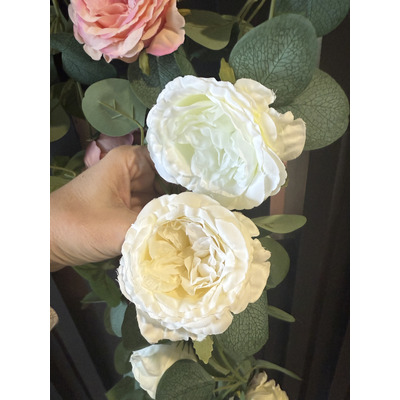 thumb_1.6m White Deluxe Rose & Silver Dollar Eucalyptus Garland