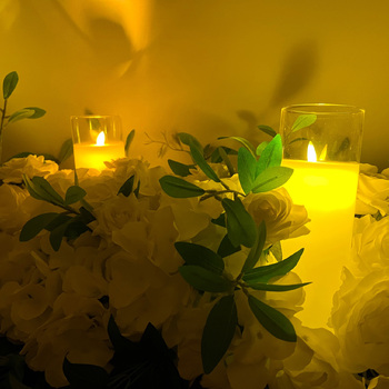 thumb_7.5x20cm LED Pillar Candle in Glass Vase - Flickering Flame