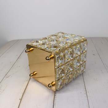 thumb_12cm - Gold Square Crystal Candle Holder/Centerpiece