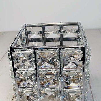 thumb_12cm - Silver Square Crystal Candle Holder/Centerpiece