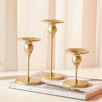thumb_3pc Set of Gold Taper Candlestick Holders