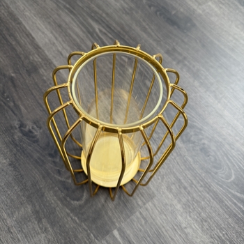 thumb_21cm Gold Geometric Candle Holder with Cylinder Vase/Windlight