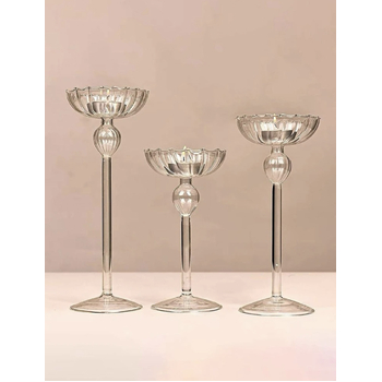 thumb_Glass Stemmed Tealight Holders - 17cm Tall