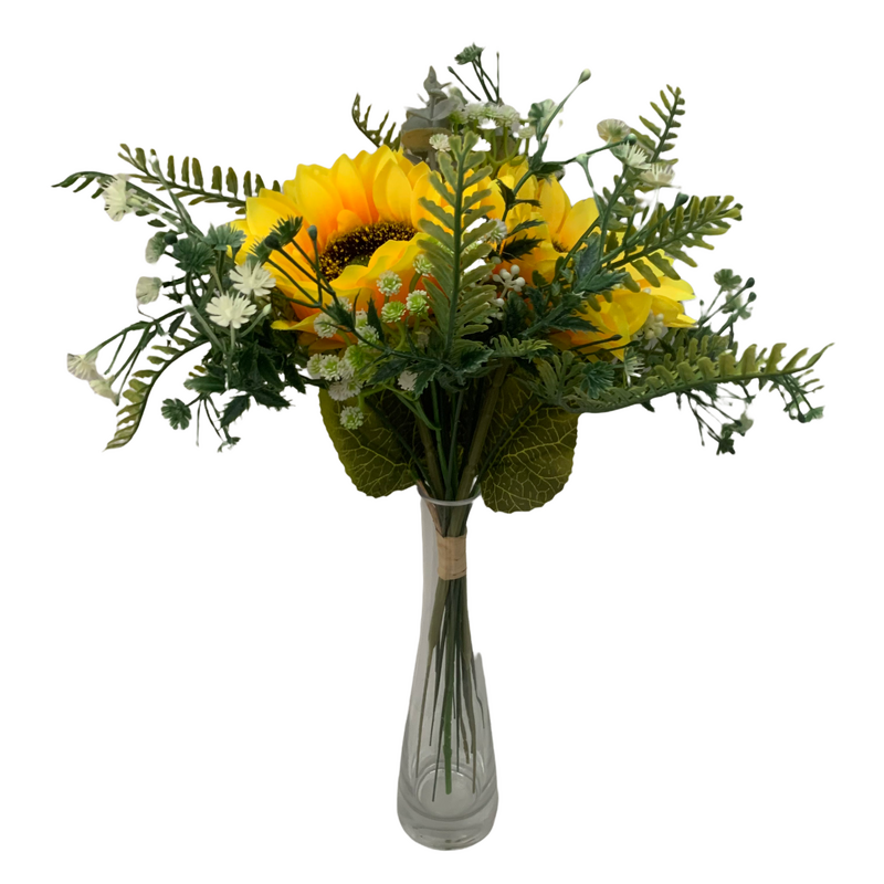 38cm 3 Head Sunflower Bouquet - Yellow