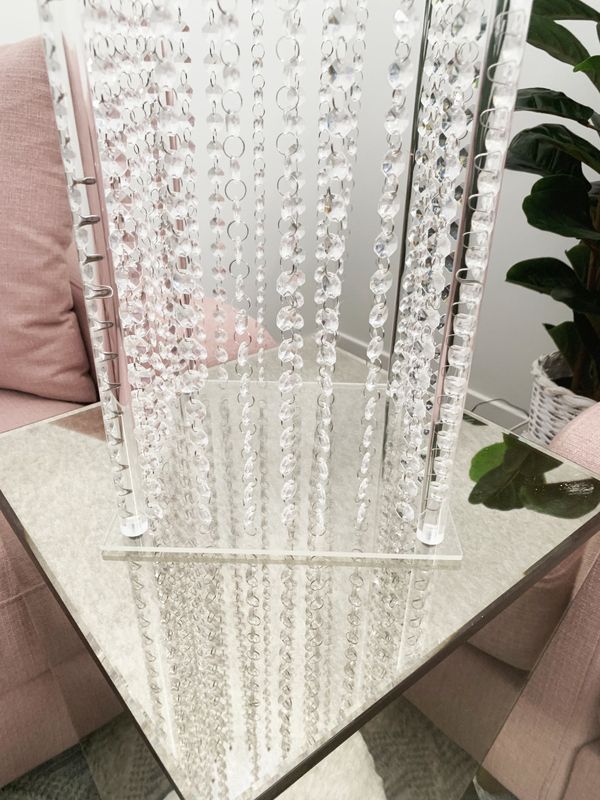 60cm Clear Acrylic Plinth Centerpiece/Riser with Crystals