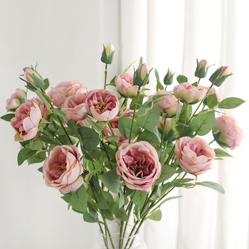 thumb_88cm - 4 Head Rose  Stem - Mauve