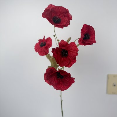 thumb_Dark Red Poppy Spray Stem - 76cm – 5 Head