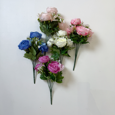 thumb_50cm - Fushia 11 Head Peony and Mixed Flower Bush Artificial