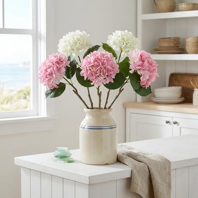 thumb_Real Touch Pink Hydrangea Artificial Flower Stem– 60cm