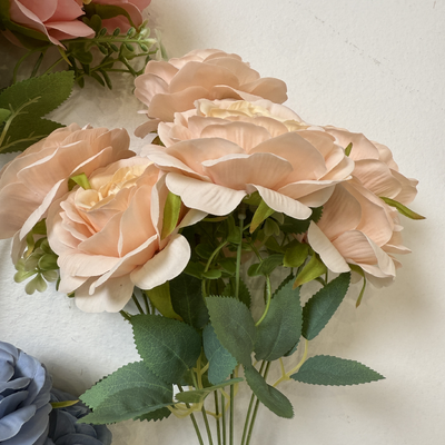 thumb_43cm - Peachy Pink 7 Head Artificial Rose Bush