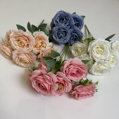 thumb_43cm - Dark Pink 7 Head Artificial Rose Bush