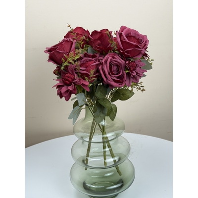 thumb_Artificial Dusty Burgundy Rose & Dahlia Bush 45cm