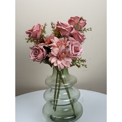 thumb_Artificial Dusty Pink Rose & Dahlia Bush 45cm