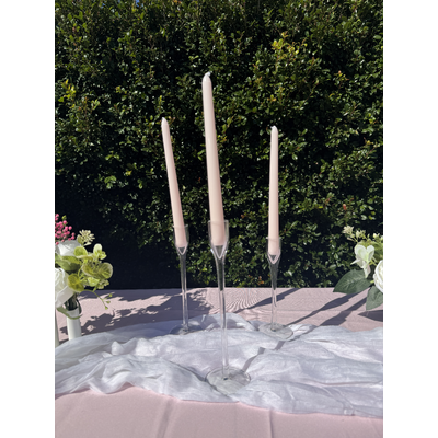 thumb_3pk Long Stemmed (20cm, 23cm, 26cm) Glass Dinner/Taper Candle Holders