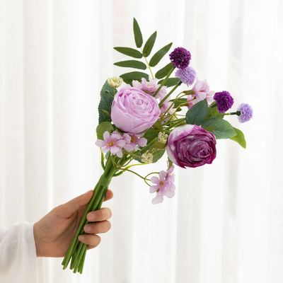 thumb_34cm Artificial Mixed Rose Flower Vase Bouquet – Two Tone Purple